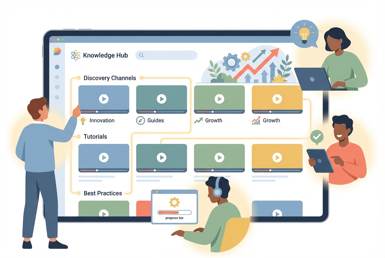Learning center interface enabling proactive user education